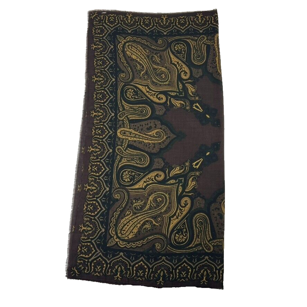 Casca Scarfs Scarf 100% Wool Brown Large 52"X 52" Paisley Fringe